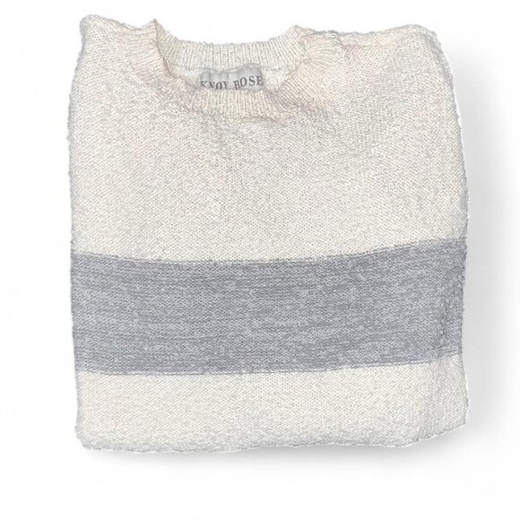 White and Gray Striped Oversized Knit Sweater - Picture 2 of 2